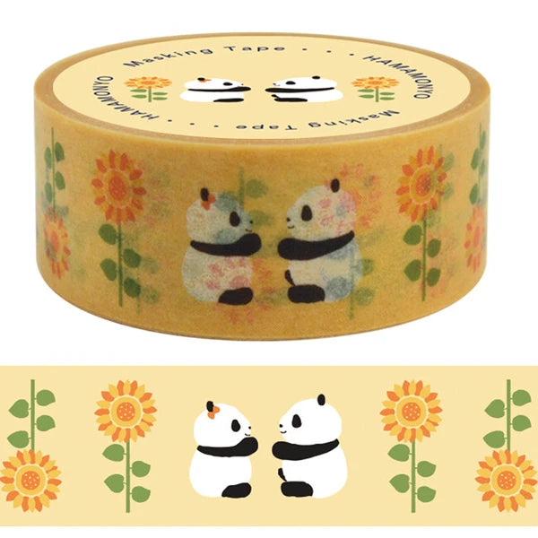HAMAMONYO Washi Tape Made in Japan - sunflowers and pandas