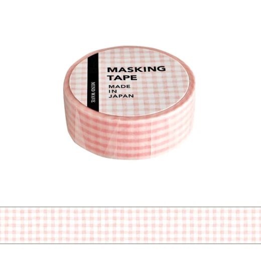 MINDWAVE Washi Tape -Soft Pink Plaid