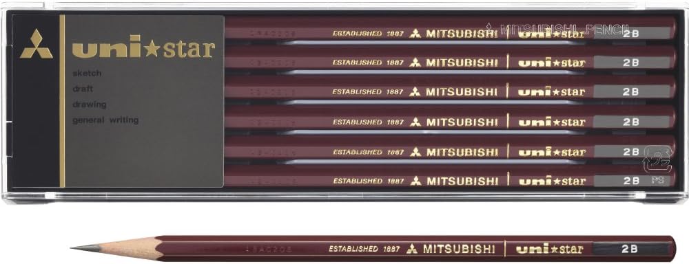 Mitsubishi uni-star Hexagonal Wooden Pencils (Pack of 12)