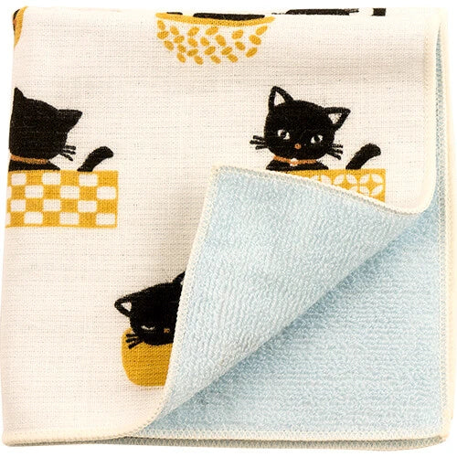 HAMAMONYO Towel Handkerchief Made in Japan -napping black cat