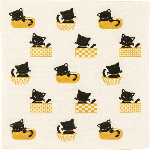 HAMAMONYO Towel Handkerchief Made in Japan -napping black cat