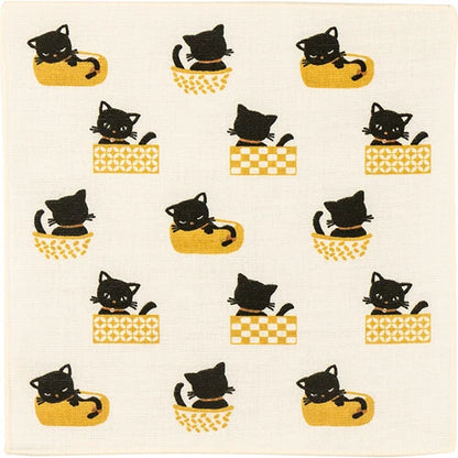HAMAMONYO Towel Handkerchief Made in Japan -napping black cat