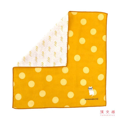 HAMAMONYO Gauze Handkerchief -polka dots and cat's glasses