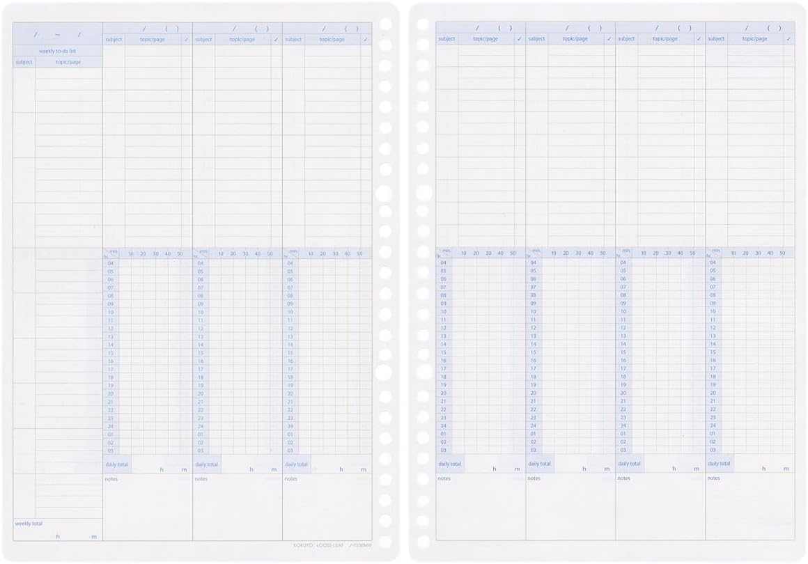 KOKUYO Campus Study Planner Loose-Leaf B5 30 Sheets