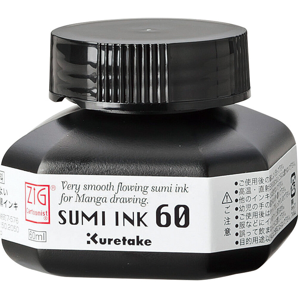 Kuretake ZIG Cartoonist SUMI INK 60 - Matte Black Manga Ink (60ml)