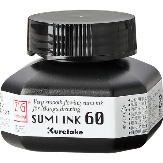 Kuretake ZIG Cartoonist SUMI INK 60 - Matte Black Manga Ink (60ml)