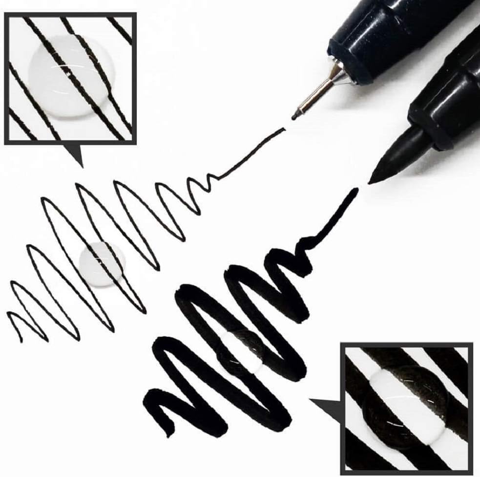 Kuretake ZIG Cartoonist MANGAKA Outline Pen - Black, 5-Piece Assorted Set (AP Certified)