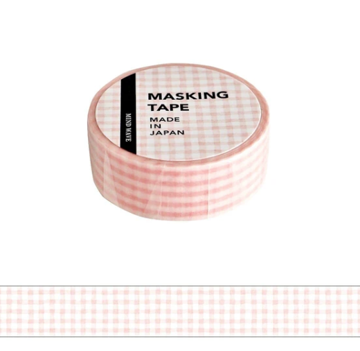 MINDWAVE Washi Tape -Soft Pink Plaid